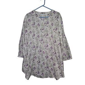 Vintage Floral Maternity Tunic By Mimi Maternity L Long‎ Sleeve Cotton Cottage